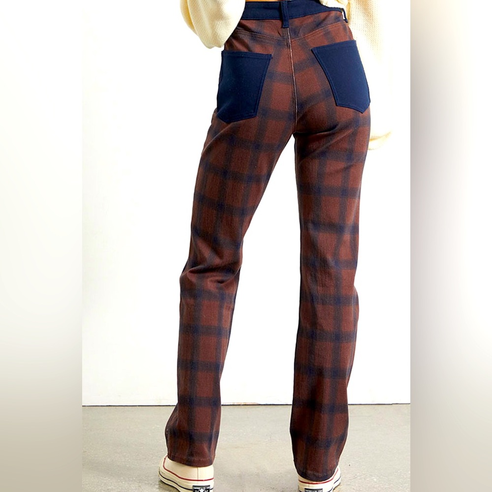 Plaid High-Waisted Women's Pants - Picture 3 of 9